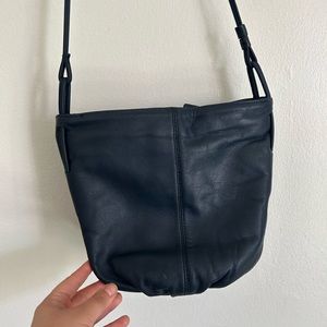 Blue Genuine Leather Crossbody Handbag